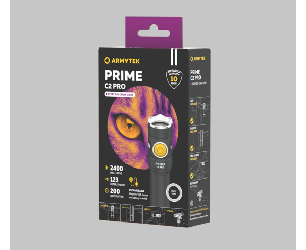 Фонарь ArmyTek Prime C2 Pro (Черный / Холодный; 2400Lm; акк18650-3500mAh)